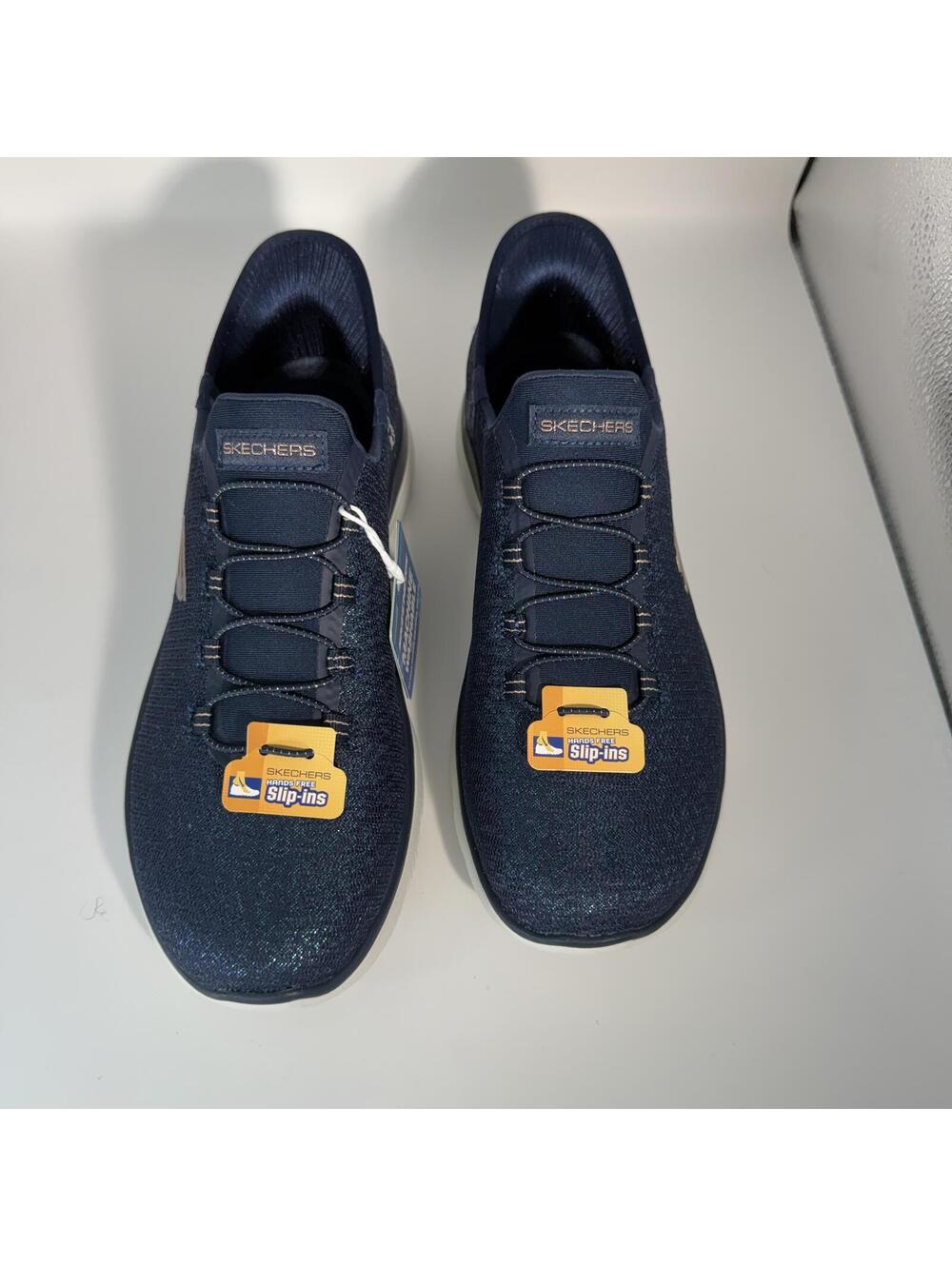 Skechers Slip-Ins Summits Lunar Glow Navy White 150280 Women Shoes NIB Size 9